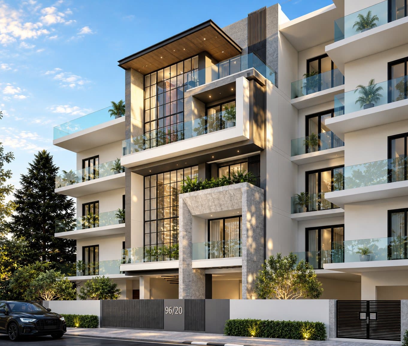 Architecture shaped around a residential facade