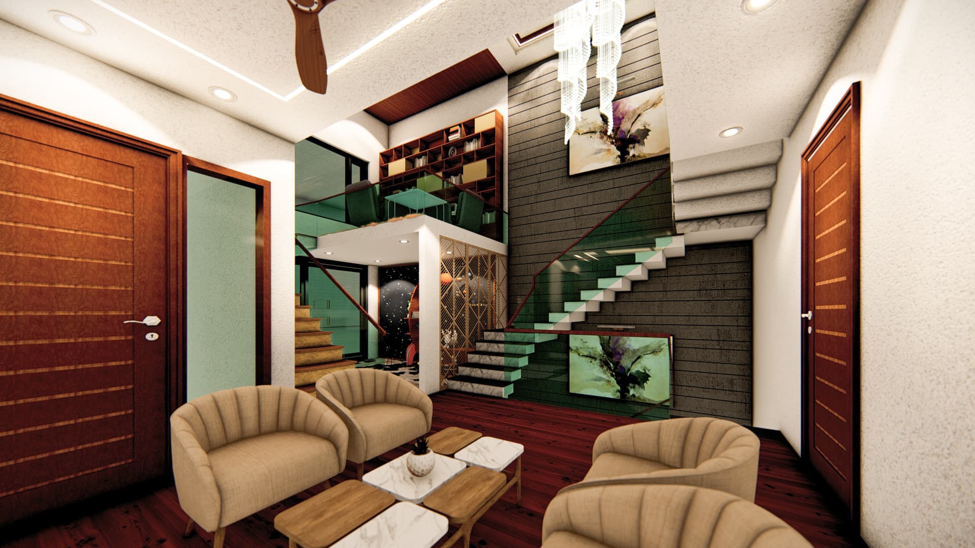 Layered interior material and light